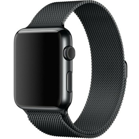 Curea iUni compatibila cu Apple Watch 1/2/3/4/5/6/7, 40mm, Milanese Loop, Otel Inoxidabil, Black